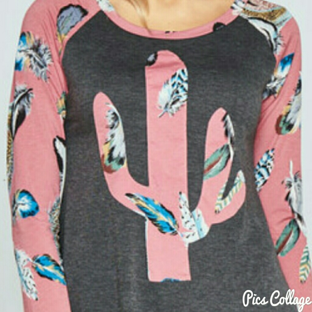 Feathers & Cactus Raglan Top - Picture 4 of 7
